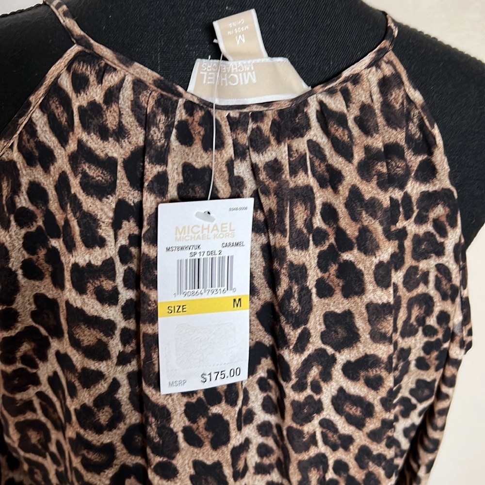 Michael Kors cold shoulder leopard print pleated dress - Picture 6 of 6
